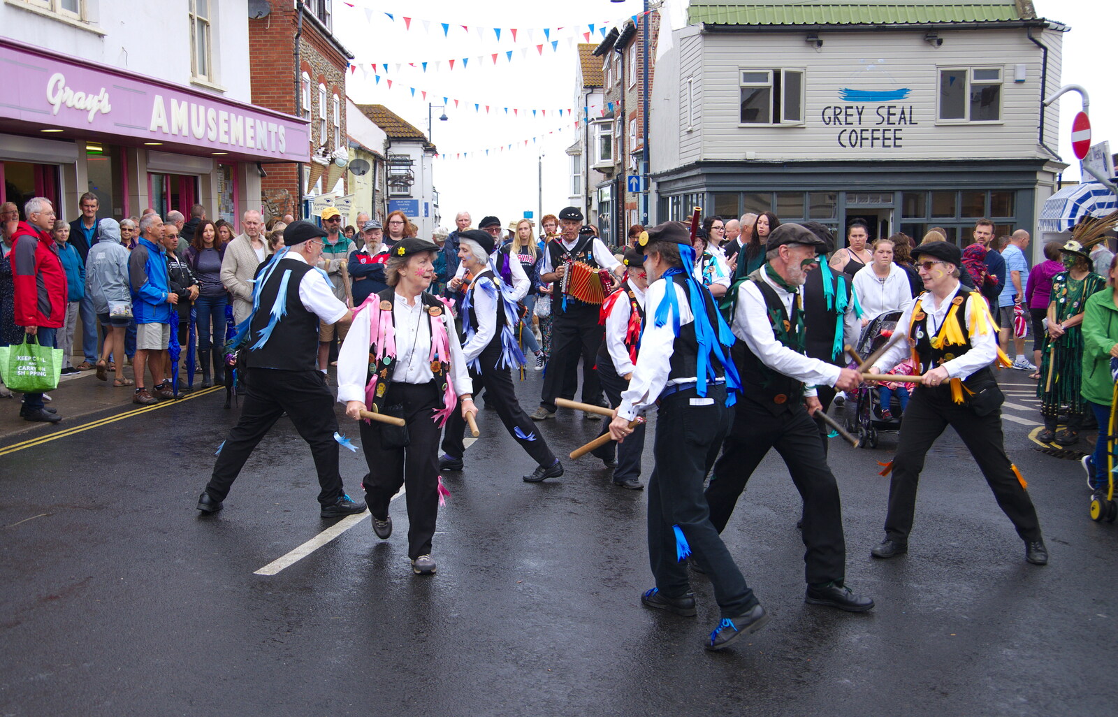 Dancing on Fore Street from Kelling Camping and the Potty Morris Festival, Sheringham, North Norfolk - 6th July 2019