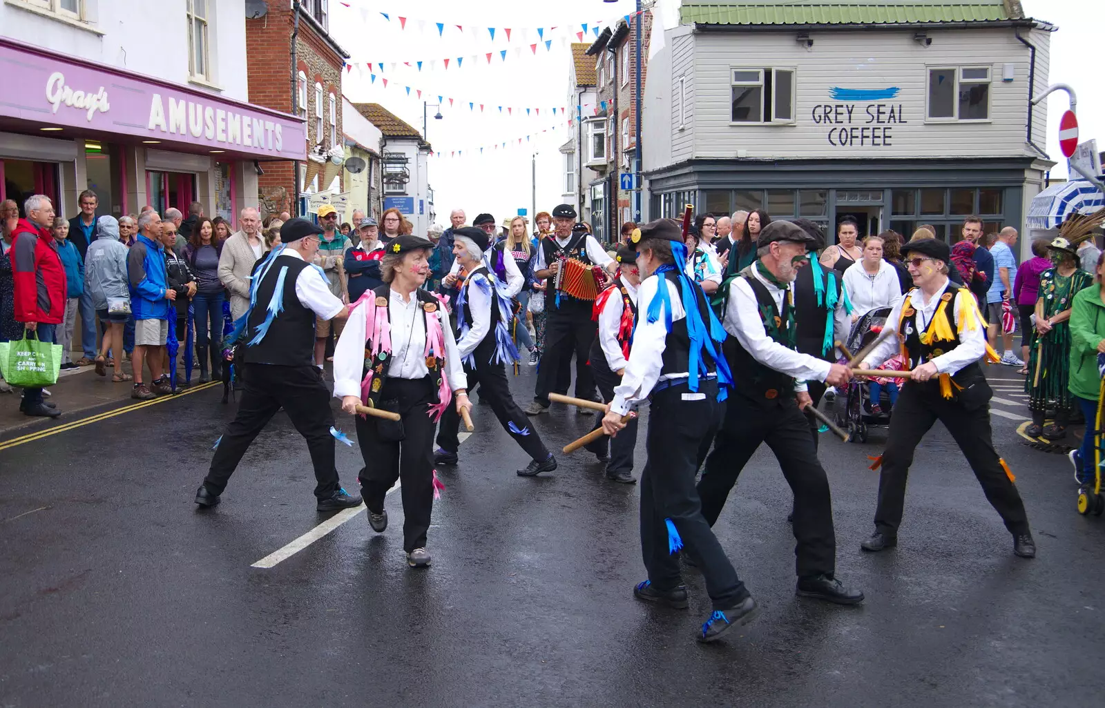 Dancing on Fore Street, from Kelling Camping and the Potty Morris Festival, Sheringham, North Norfolk - 6th July 2019