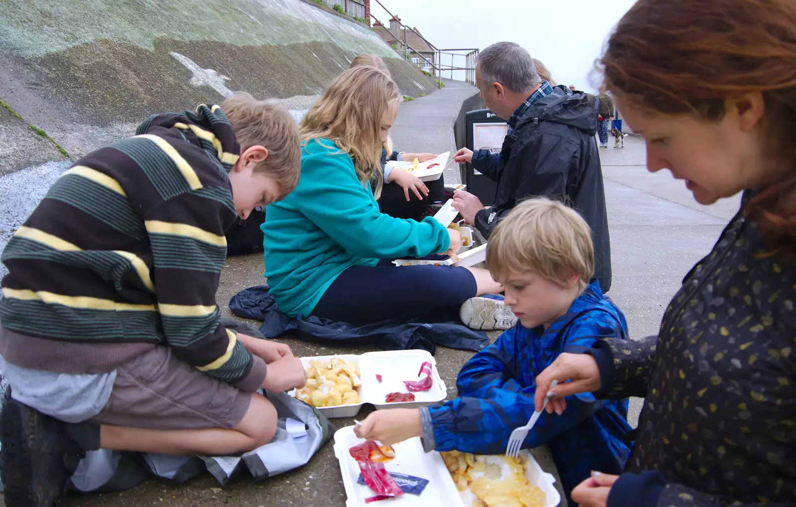 We have fish and chips down on the promenade, from Kelling Camping and the Potty Morris Festival, Sheringham, North Norfolk - 6th July 2019