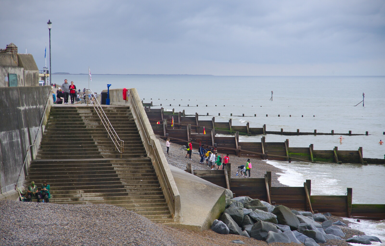 Sheringham's sea defences from Kelling Camping and the Potty Morris Festival, Sheringham, North Norfolk - 6th July 2019