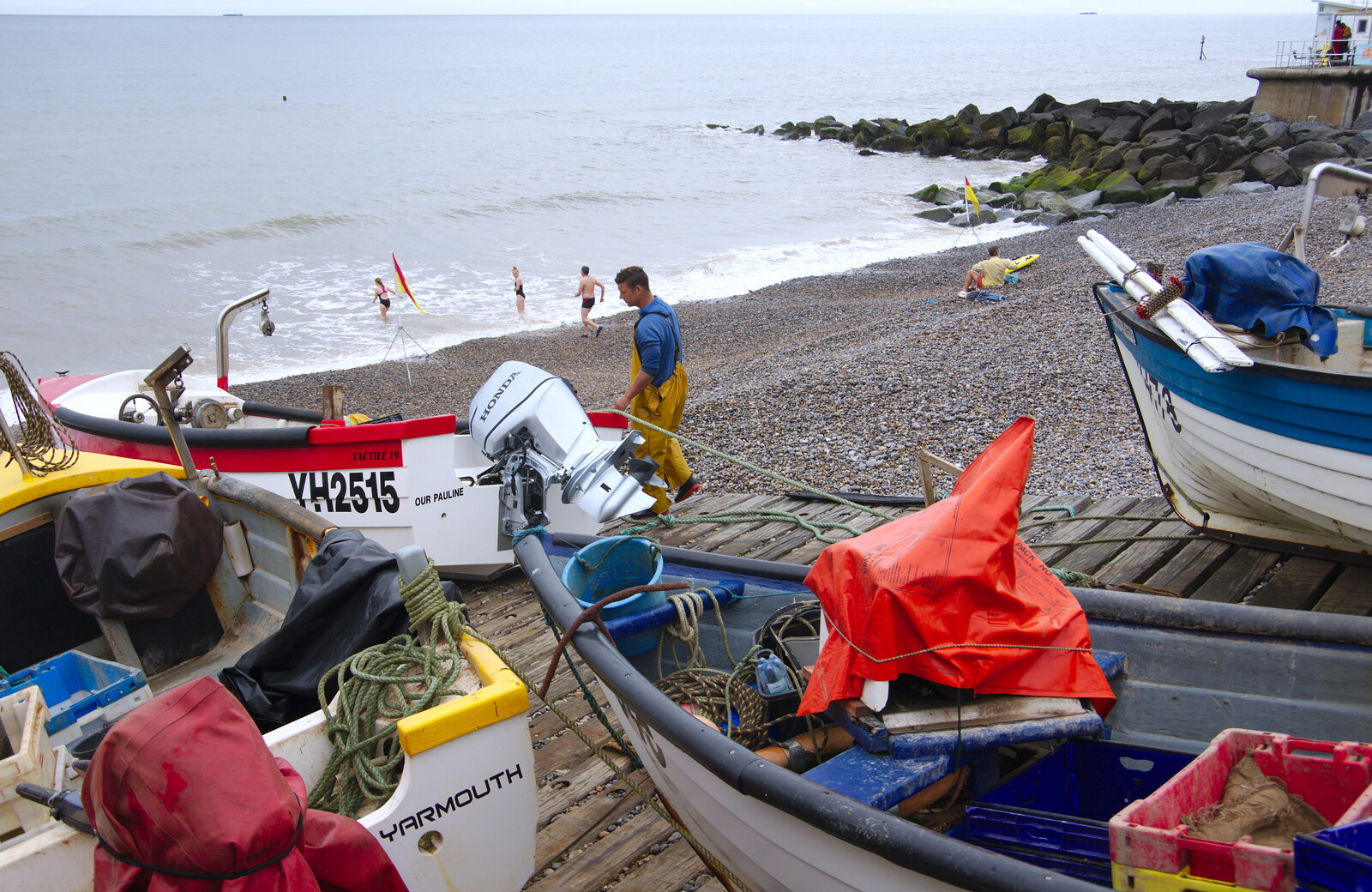 Fishing boats on the beach from Kelling Camping and the Potty Morris Festival, Sheringham, North Norfolk - 6th July 2019