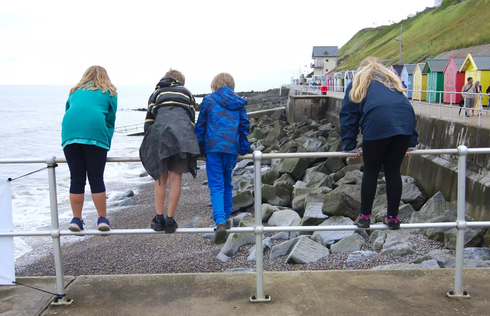 The children stand on a railing, from Kelling Camping and the Potty Morris Festival, Sheringham, North Norfolk - 6th July 2019