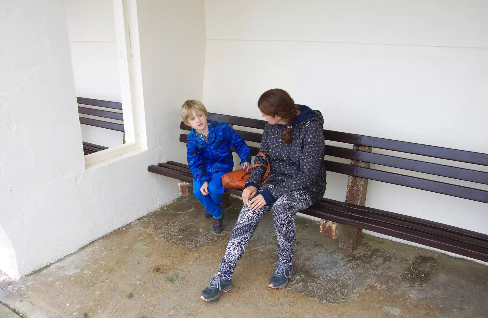 Harry and Isobel in a 1960s concrete shelter, from Kelling Camping and the Potty Morris Festival, Sheringham, North Norfolk - 6th July 2019