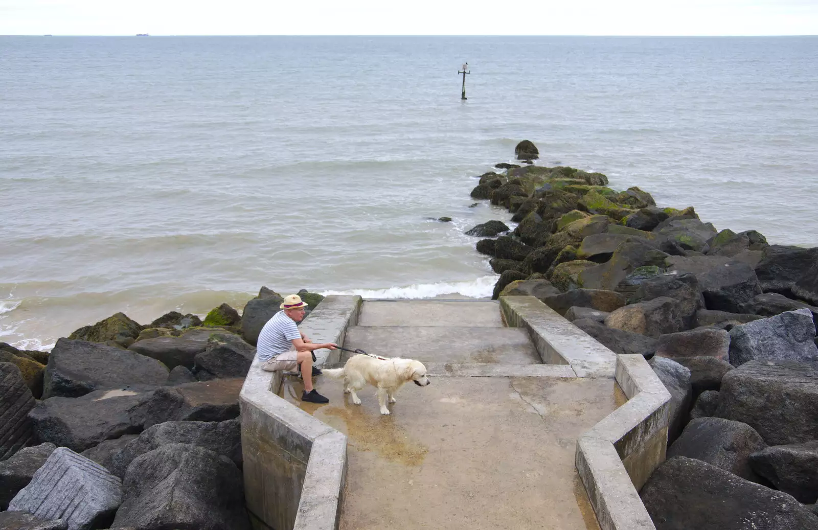 One man and his dog, from Kelling Camping and the Potty Morris Festival, Sheringham, North Norfolk - 6th July 2019