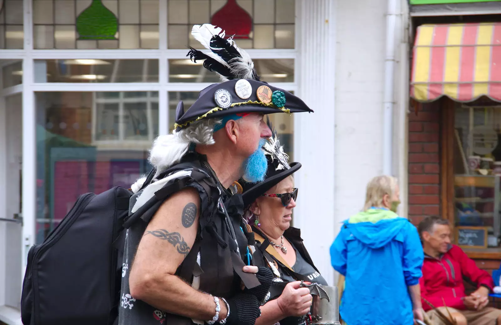 The owl dude is on the move, from Kelling Camping and the Potty Morris Festival, Sheringham, North Norfolk - 6th July 2019