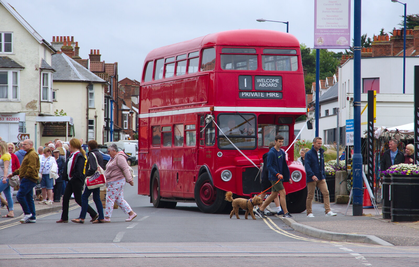 A vintage Routmaster bus in wedding ribbons from Kelling Camping and the Potty Morris Festival, Sheringham, North Norfolk - 6th July 2019