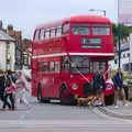 A vintage Routmaster bus in wedding ribbons, Kelling Camping and the Potty Morris Festival, Sheringham, North Norfolk - 6th July 2019