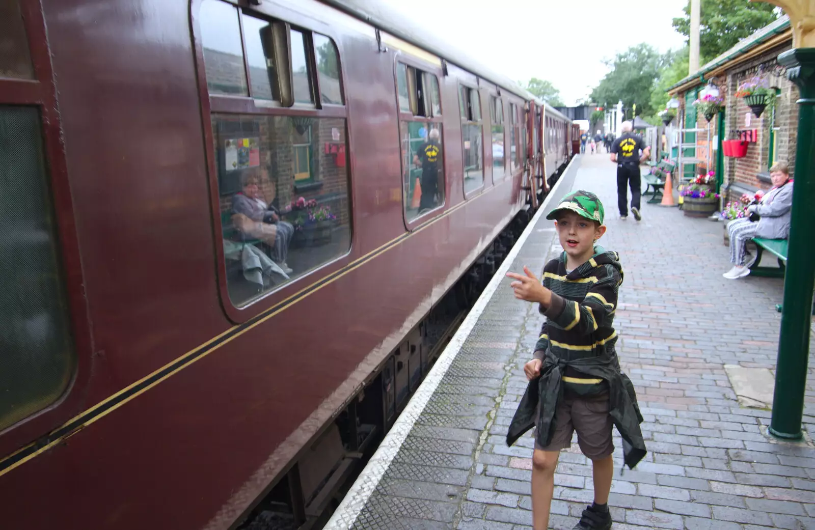 Fred points to some spare seats, from Kelling Camping and the Potty Morris Festival, Sheringham, North Norfolk - 6th July 2019