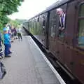 The conductor sees us off at Kelling Heath, Kelling Camping and the Potty Morris Festival, Sheringham, North Norfolk - 6th July 2019