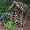 Fred inspects an epic bug hotel, Kelling Camping and the Potty Morris Festival, Sheringham, North Norfolk - 6th July 2019