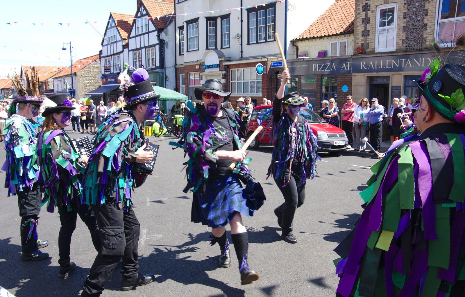 Men in kilts from Kelling Camping and the Potty Morris Festival, Sheringham, North Norfolk - 6th July 2019