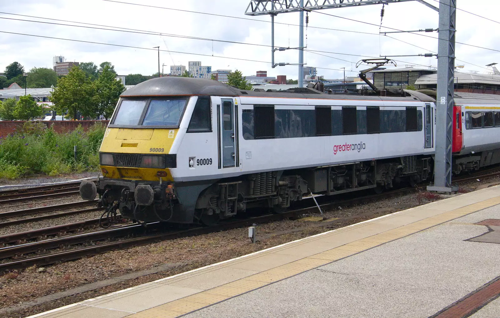 Another vintage loco of sorts: a 1990 Class 90, from Kelling Camping and the Potty Morris Festival, Sheringham, North Norfolk - 6th July 2019