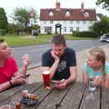 The Boy Phil checks his phone outside the Crown, A Postcard from Boxford and BSCC at Pulham, Suffolk and Norfolk - 13th July 2019