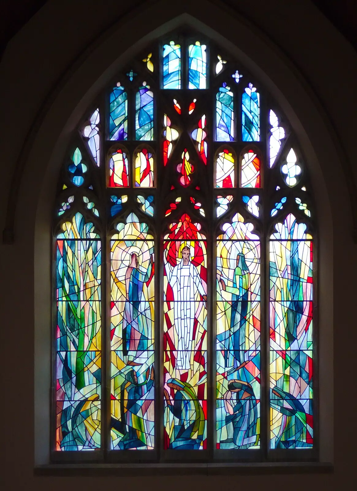 A rather nice modern stained glass window, from A Postcard from Boxford and BSCC at Pulham, Suffolk and Norfolk - 13th July 2019