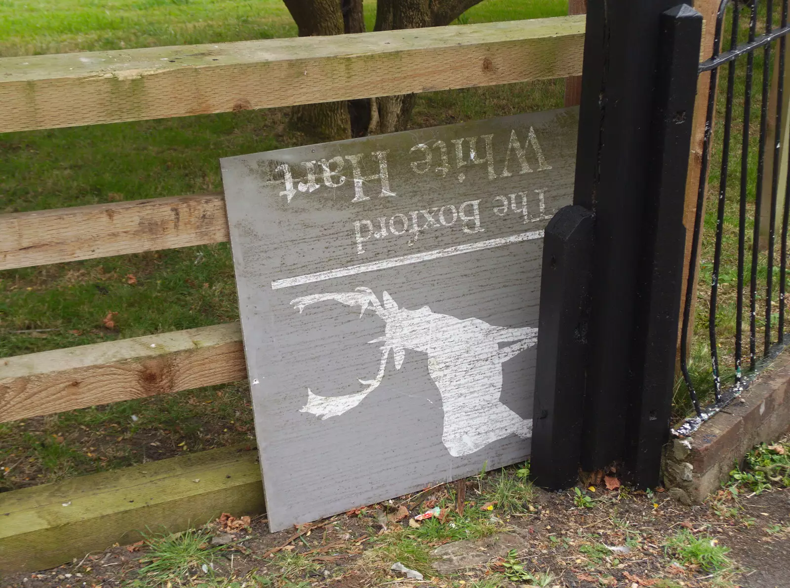 The old White Hart pub sign, from A Postcard from Boxford and BSCC at Pulham, Suffolk and Norfolk - 13th July 2019