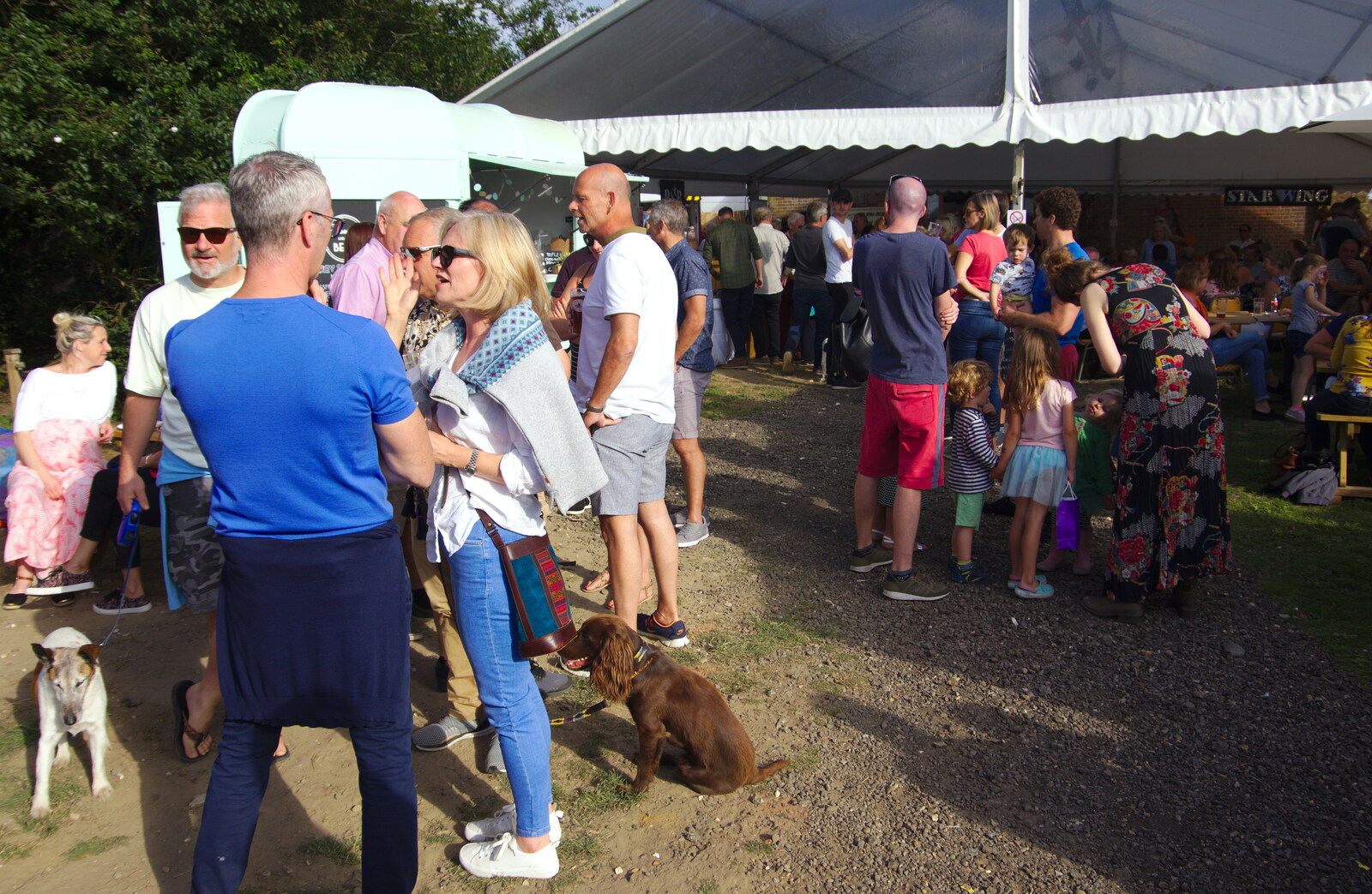 Crowds mingle around in the sun from The Shakesbeer Festival, Star Wing Brewery, Redgrave, Suffolk - 13th July 2019