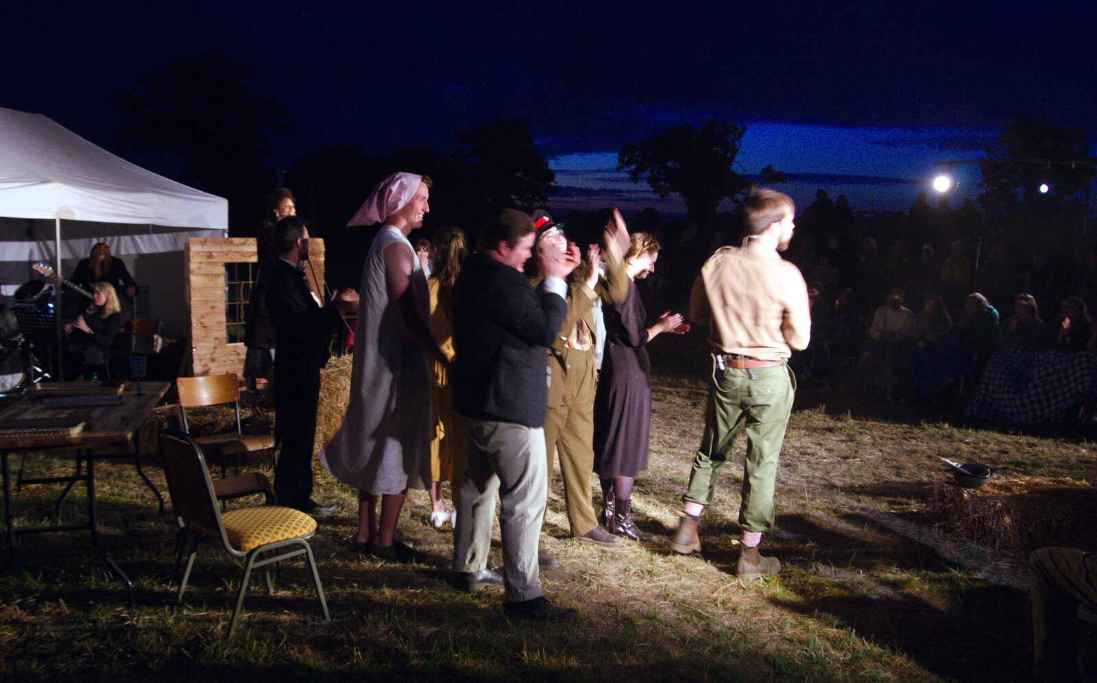 The cast take applause at the end of the play from The Shakesbeer Festival, Star Wing Brewery, Redgrave, Suffolk - 13th July 2019
