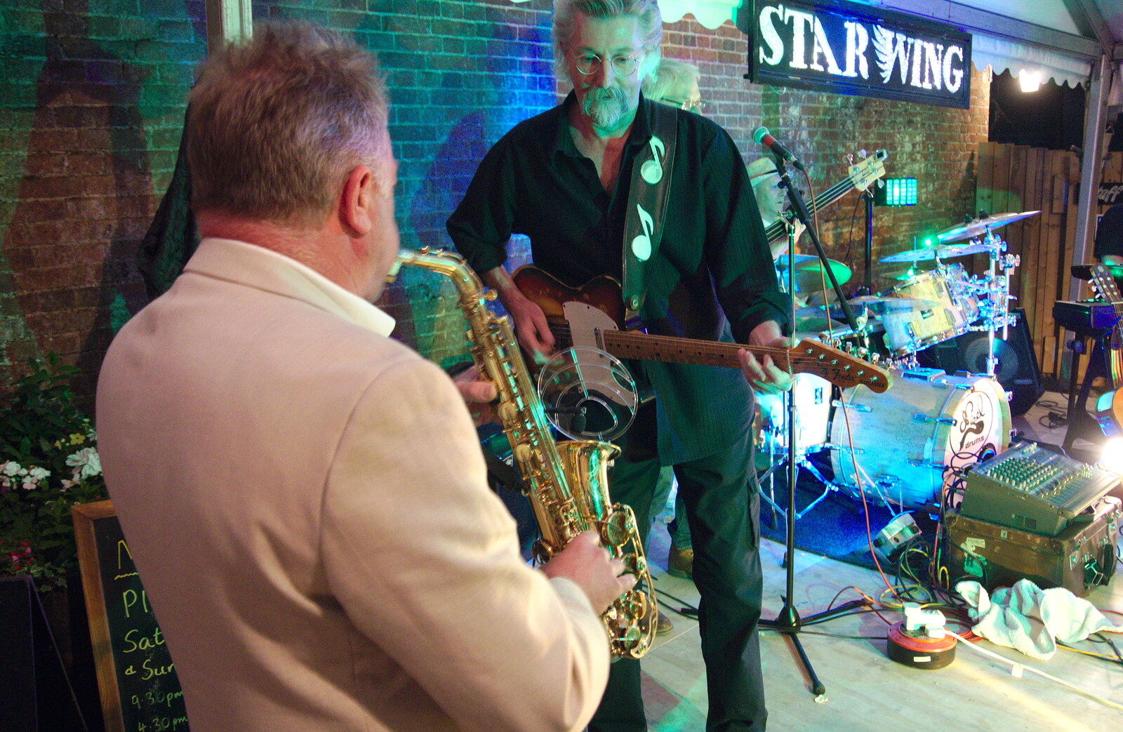 Rob and the sax player from The Shakesbeer Festival, Star Wing Brewery, Redgrave, Suffolk - 13th July 2019