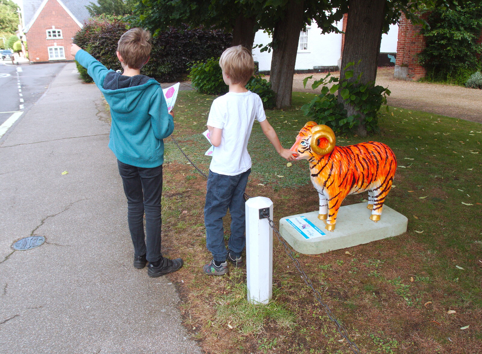 Harry grabs the tiger-sheep by the nose from The Sheep Trail, Eye, Suffolk - 20th July 2019