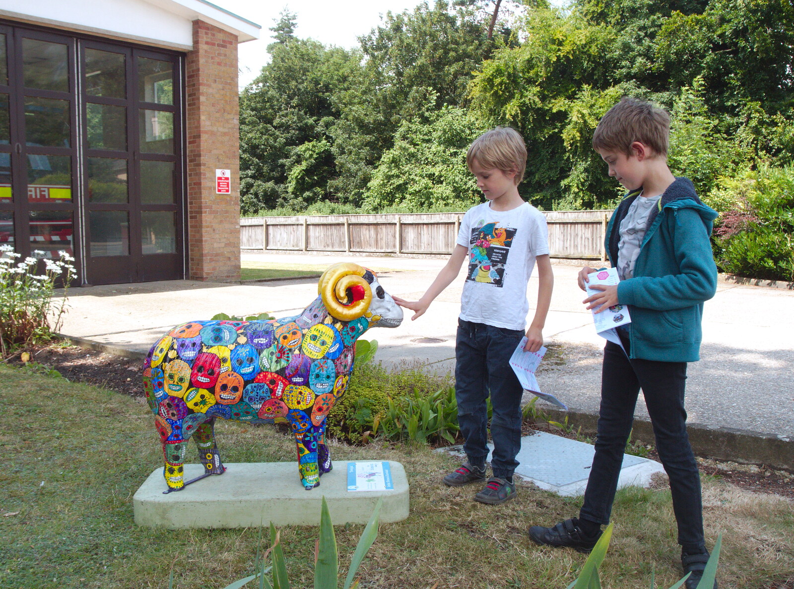 There's a cool skull sheep outside the fire station from The Sheep Trail, Eye, Suffolk - 20th July 2019