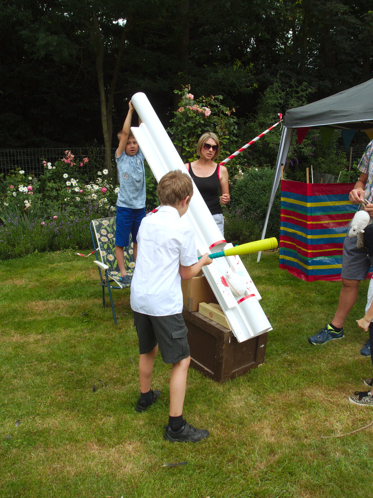 Fred tries Splat the Rat from GSB at the Summer Fete, Market Weston, Suffolk - 20th July 2019