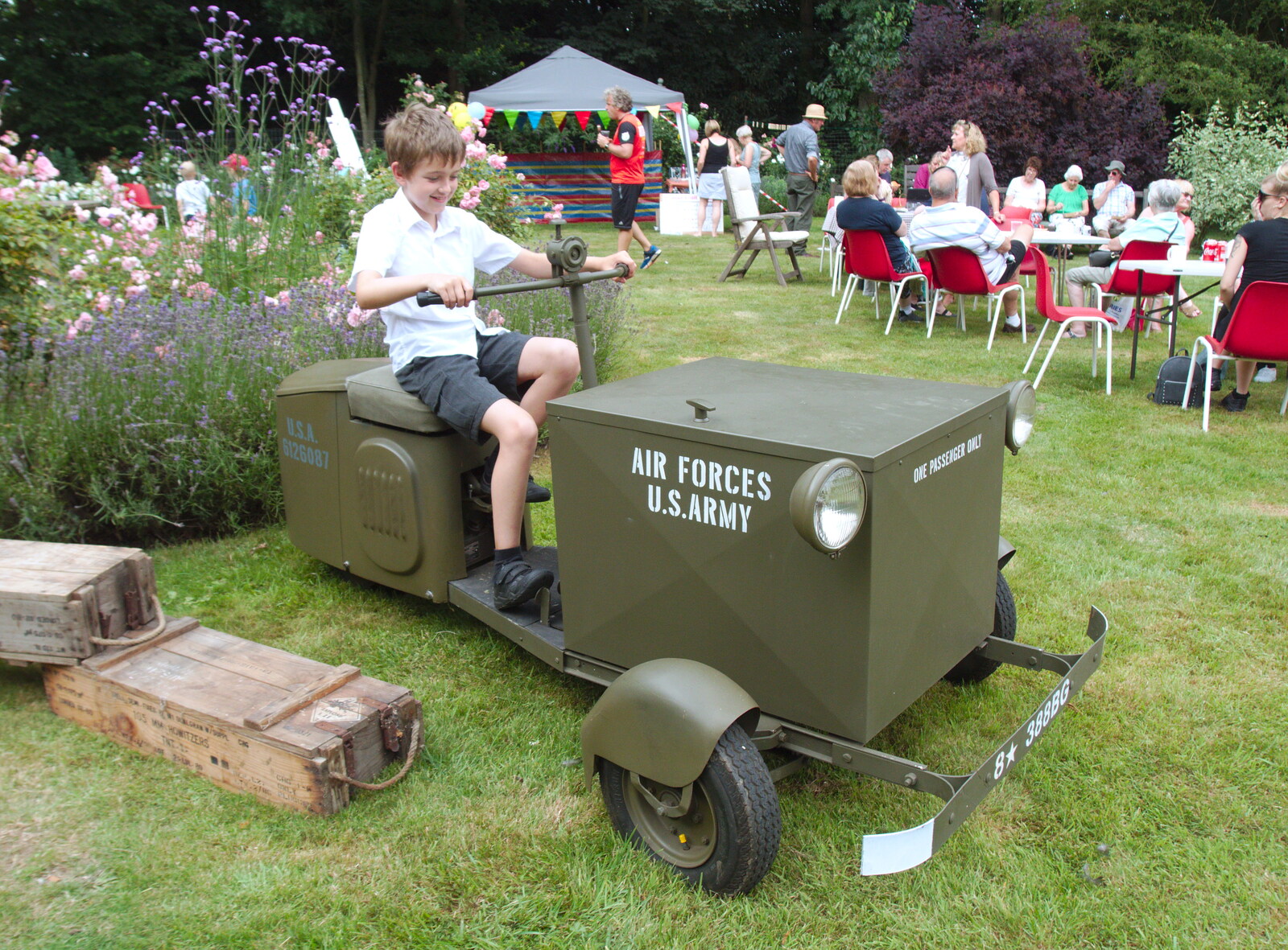 A curious US Army courier motorbike from GSB at the Summer Fete, Market Weston, Suffolk - 20th July 2019