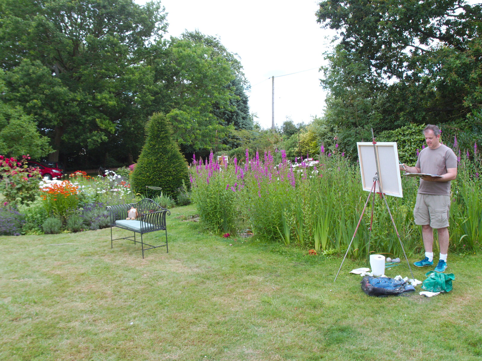 A spot of painting in the garden from GSB at the Summer Fete, Market Weston, Suffolk - 20th July 2019