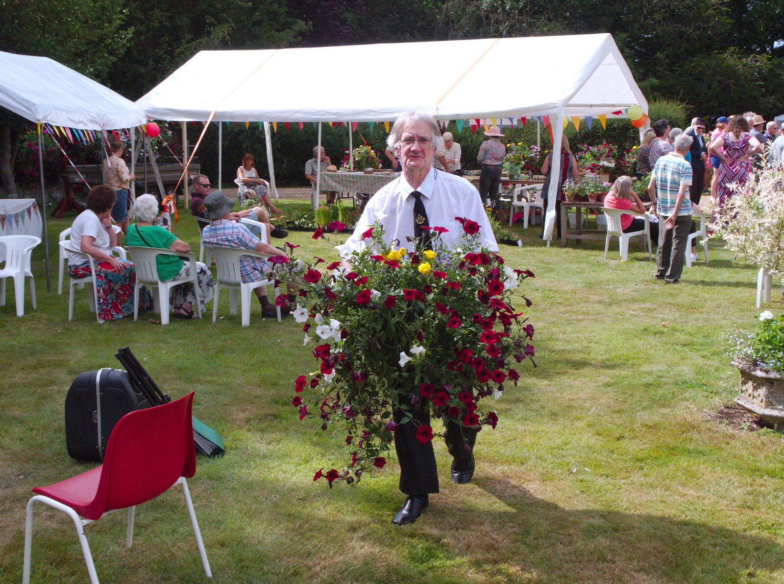 Bernard scores a big bucket of flowers from GSB at the Summer Fete, Market Weston, Suffolk - 20th July 2019