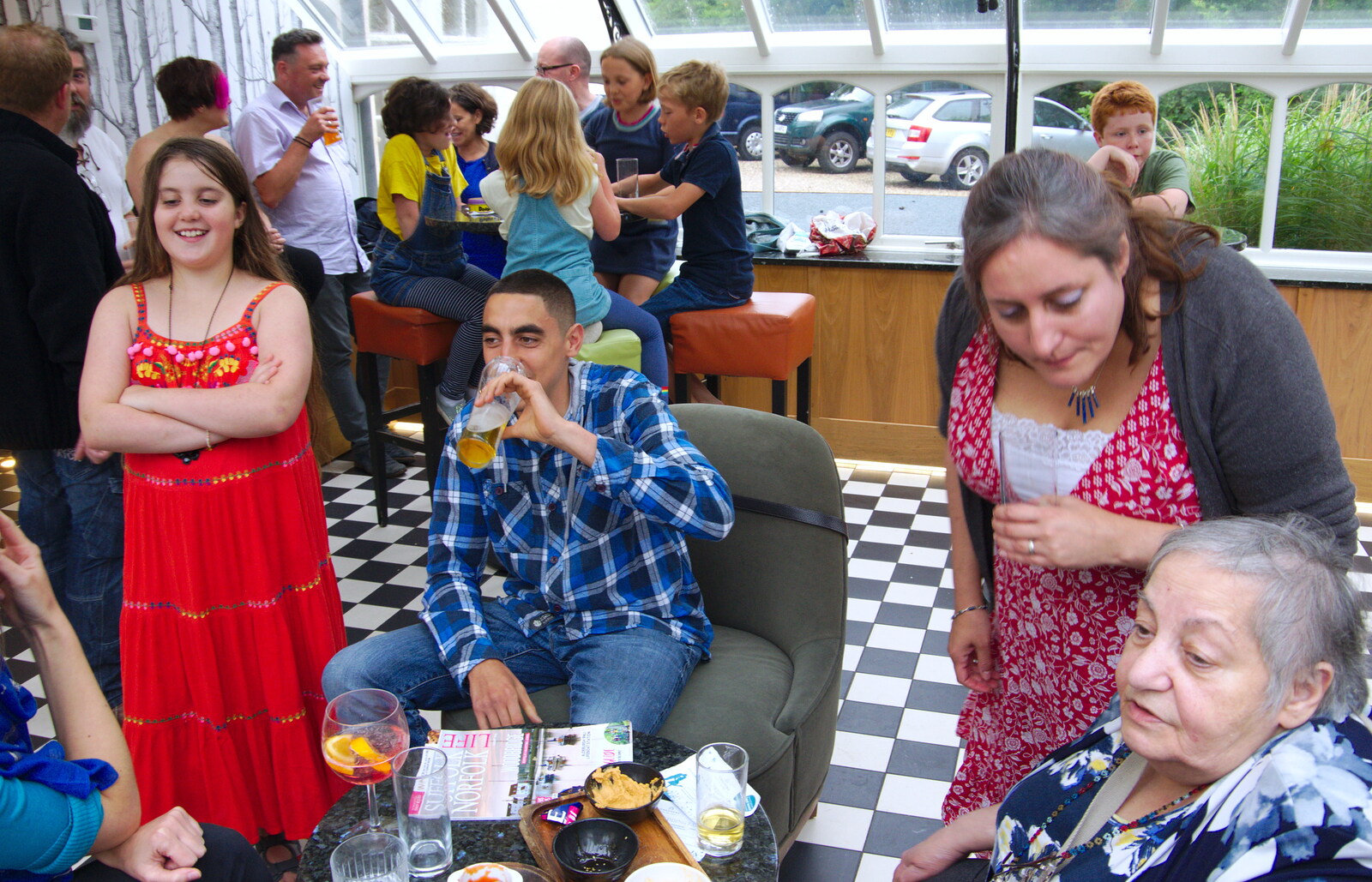 Lilly does some chatting from Anita and Alex's Leaving Do, The Oaksmere, Brome, Suffolk - 27th July 2019