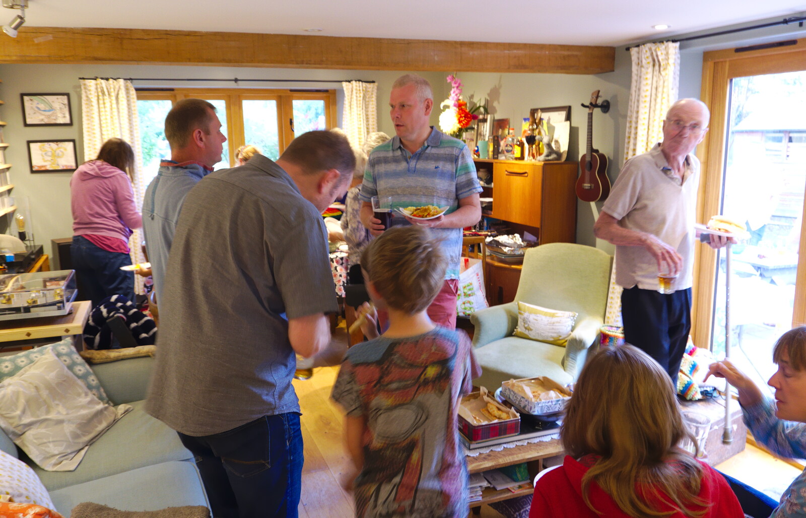 Grandad roams around in the dining room from A Summer Party, Brome, Suffolk - 3rd August 2019