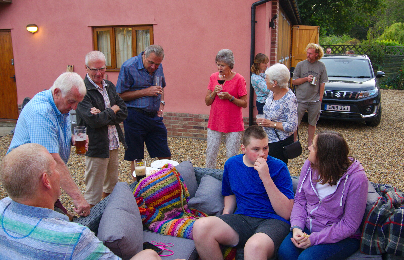 The pub gang chat from A Summer Party, Brome, Suffolk - 3rd August 2019