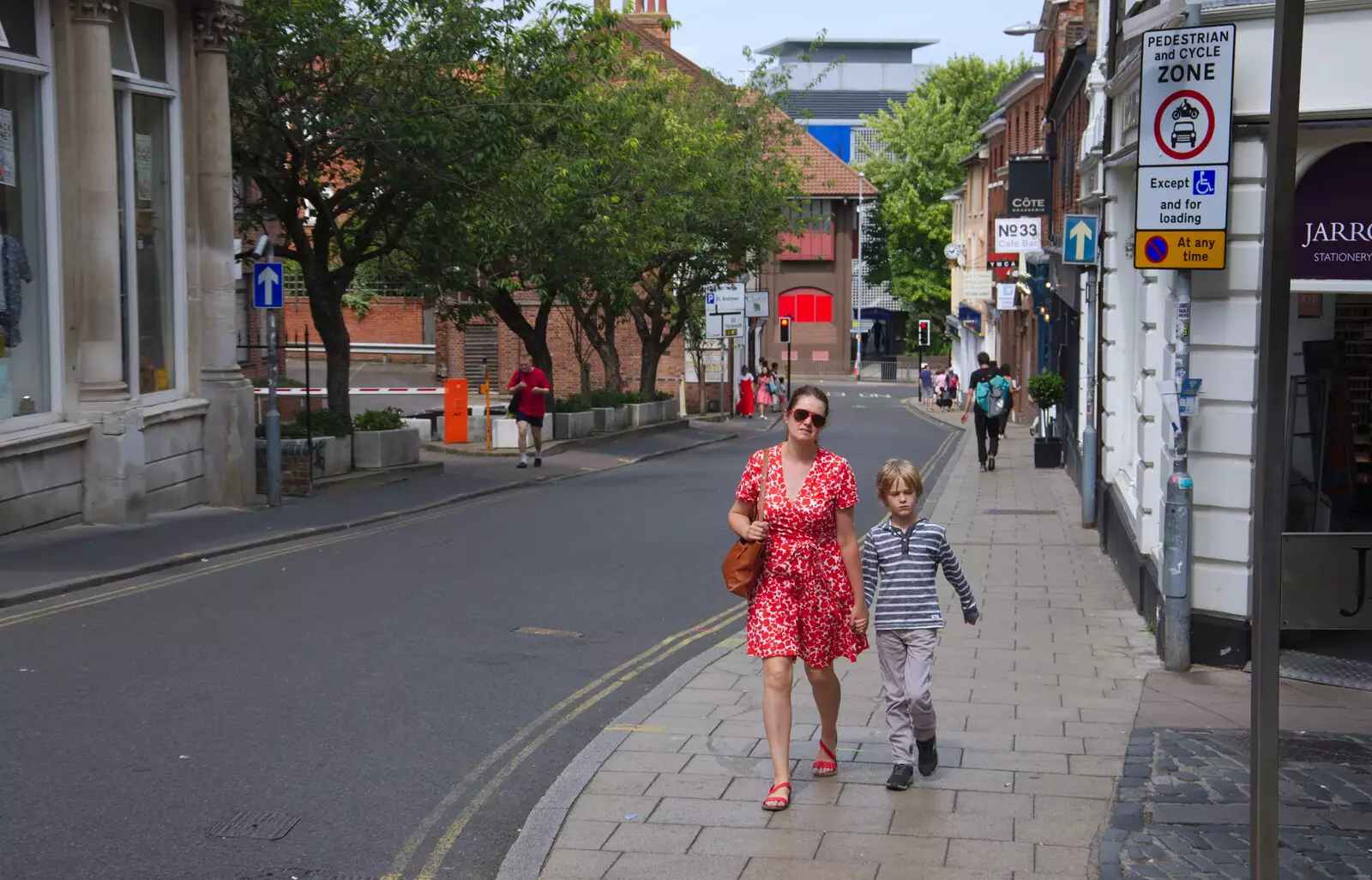 Isobel and Harry on Exchange Street, from A Summer Party, Brome, Suffolk - 3rd August 2019