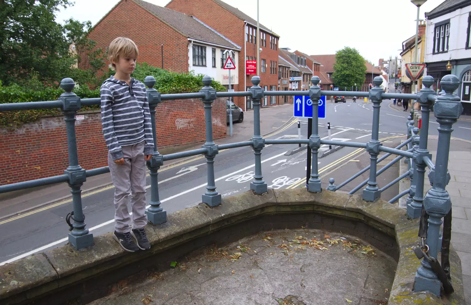 Harry at the top of St. Benedict's, from A Summer Party, Brome, Suffolk - 3rd August 2019