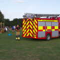 The engine is parked, A Water Fight with a Fire Engine, Eye Cricket Club, Suffolk - 5th August 2019