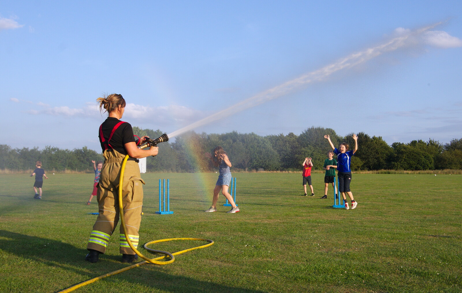 Oak leaps about from A Water Fight with a Fire Engine, Eye Cricket Club, Suffolk - 5th August 2019