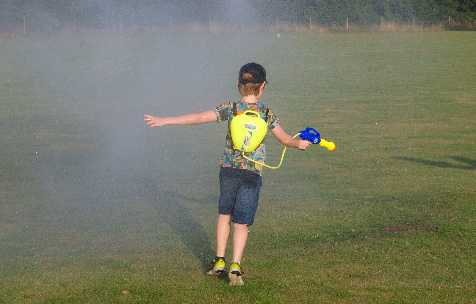 There's a wall of spray from A Water Fight with a Fire Engine, Eye Cricket Club, Suffolk - 5th August 2019