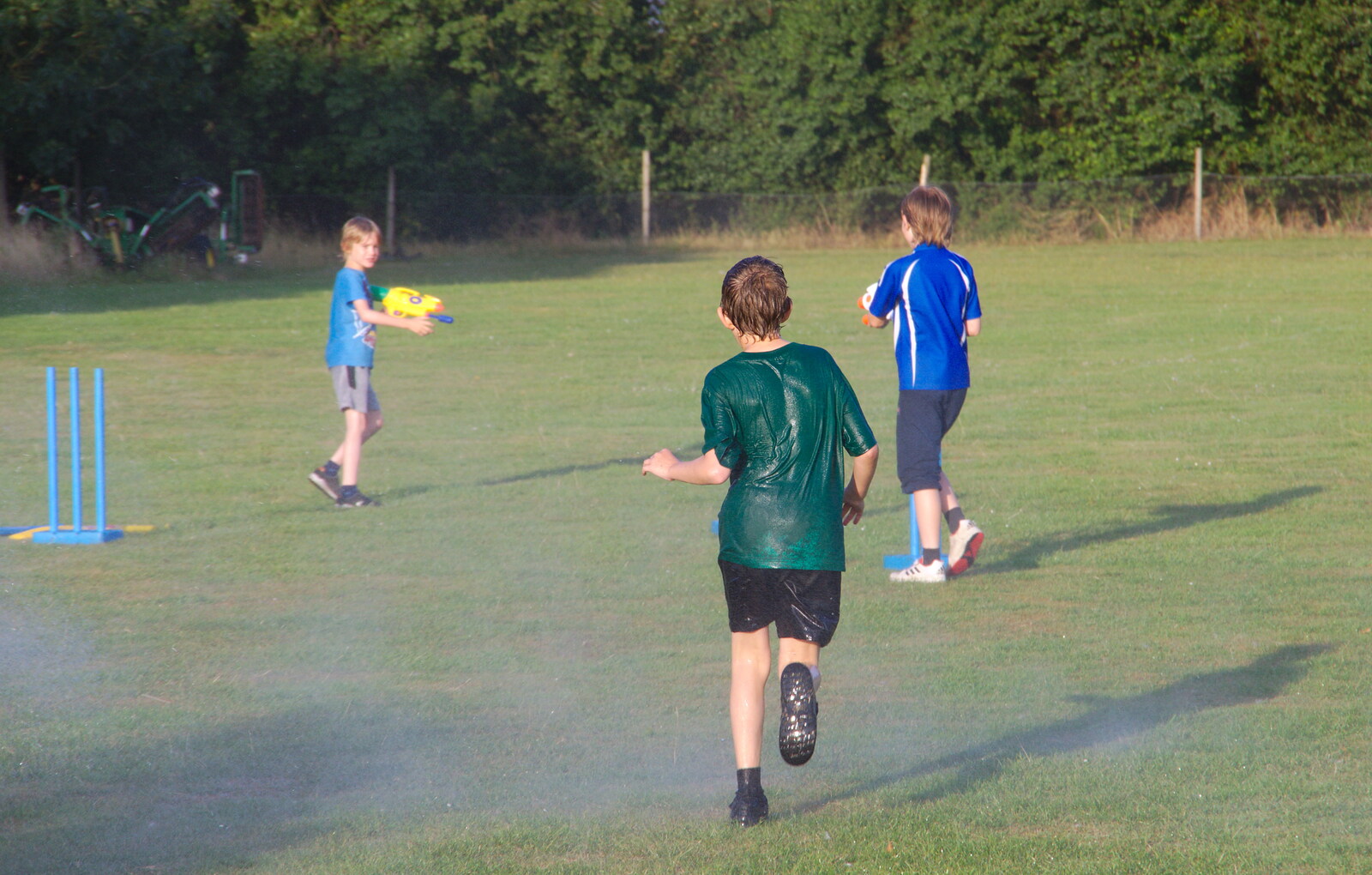 Harry, Fred and Oak are properly wet from A Water Fight with a Fire Engine, Eye Cricket Club, Suffolk - 5th August 2019