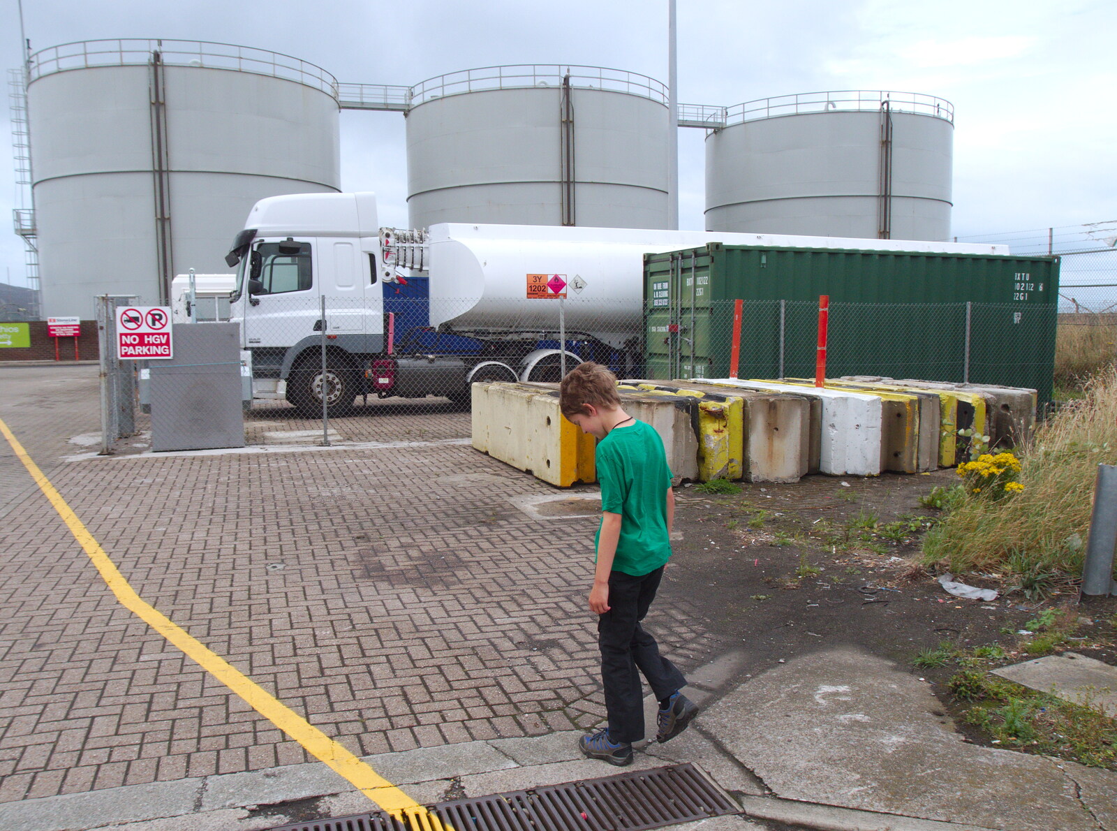 Fred roams around near some oil tanks from The Summer Trip to Ireland, Monkstown, Co. Dublin, Ireland - 9th August 2019