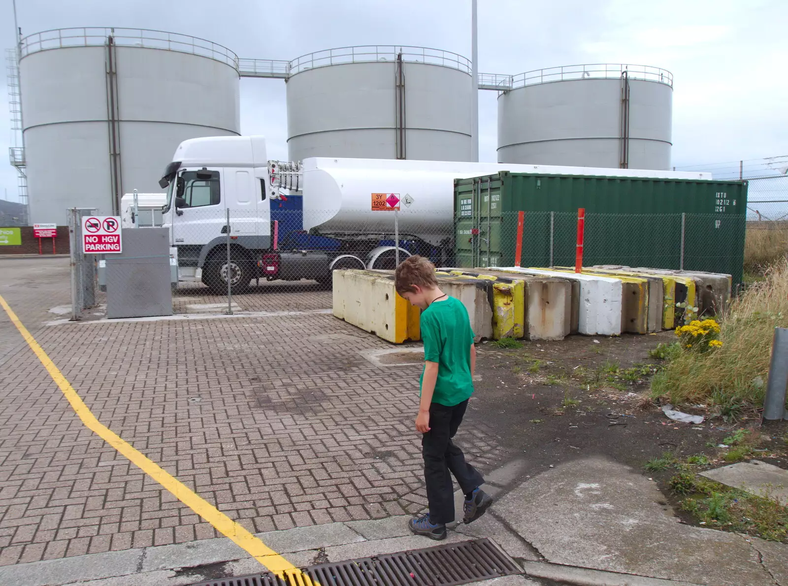 Fred roams around near some oil tanks, from The Summer Trip to Ireland, Monkstown, Co. Dublin, Ireland - 9th August 2019