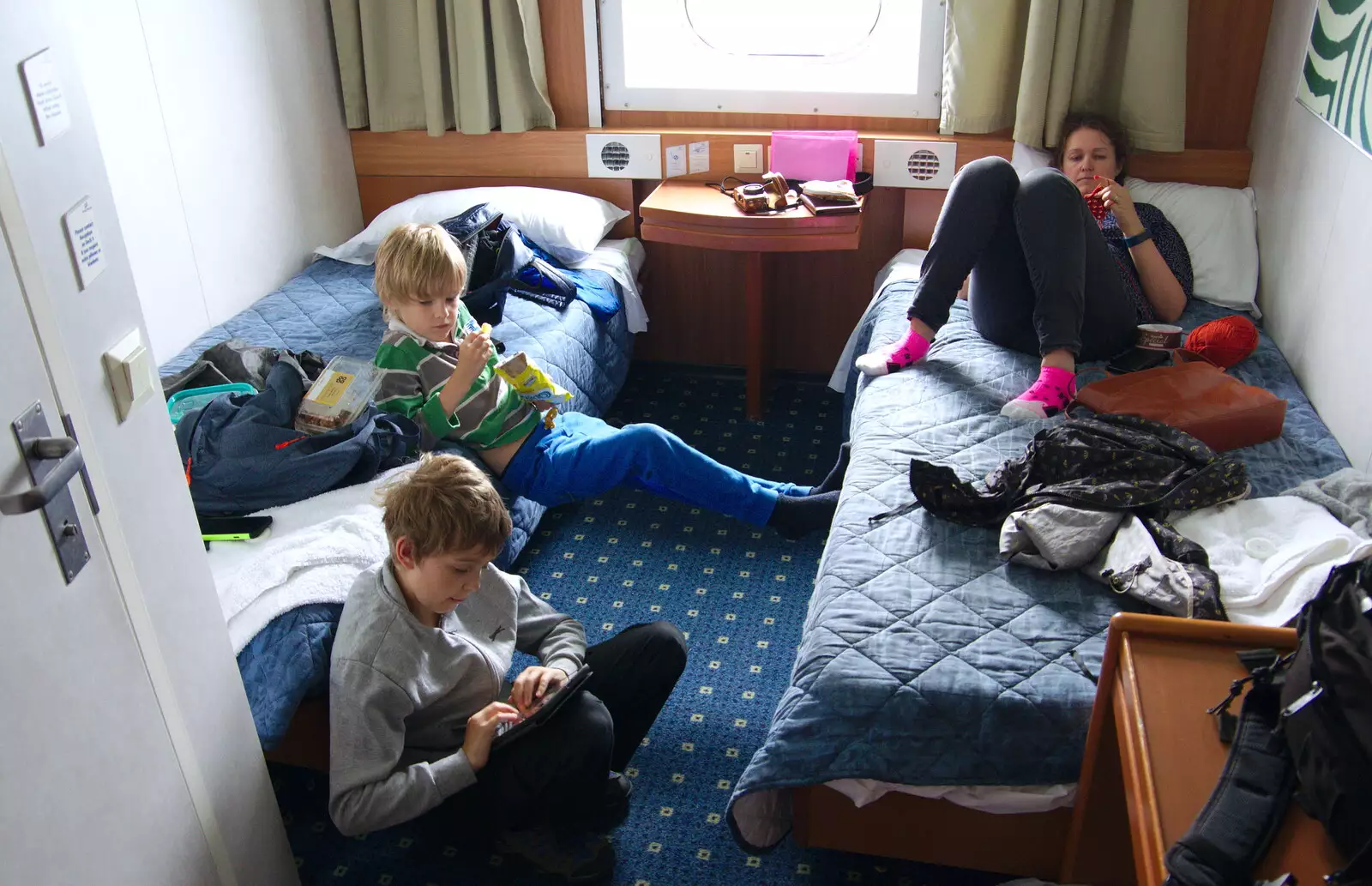 The gang in the cabin, from The Summer Trip to Ireland, Monkstown, Co. Dublin, Ireland - 9th August 2019