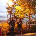 Isobel and Evelyn under a street light, The Summer Trip to Ireland, Monkstown, Co. Dublin, Ireland - 9th August 2019