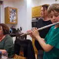 Fred plays flute in the kitchen, The Summer Trip to Ireland, Monkstown, Co. Dublin, Ireland - 9th August 2019