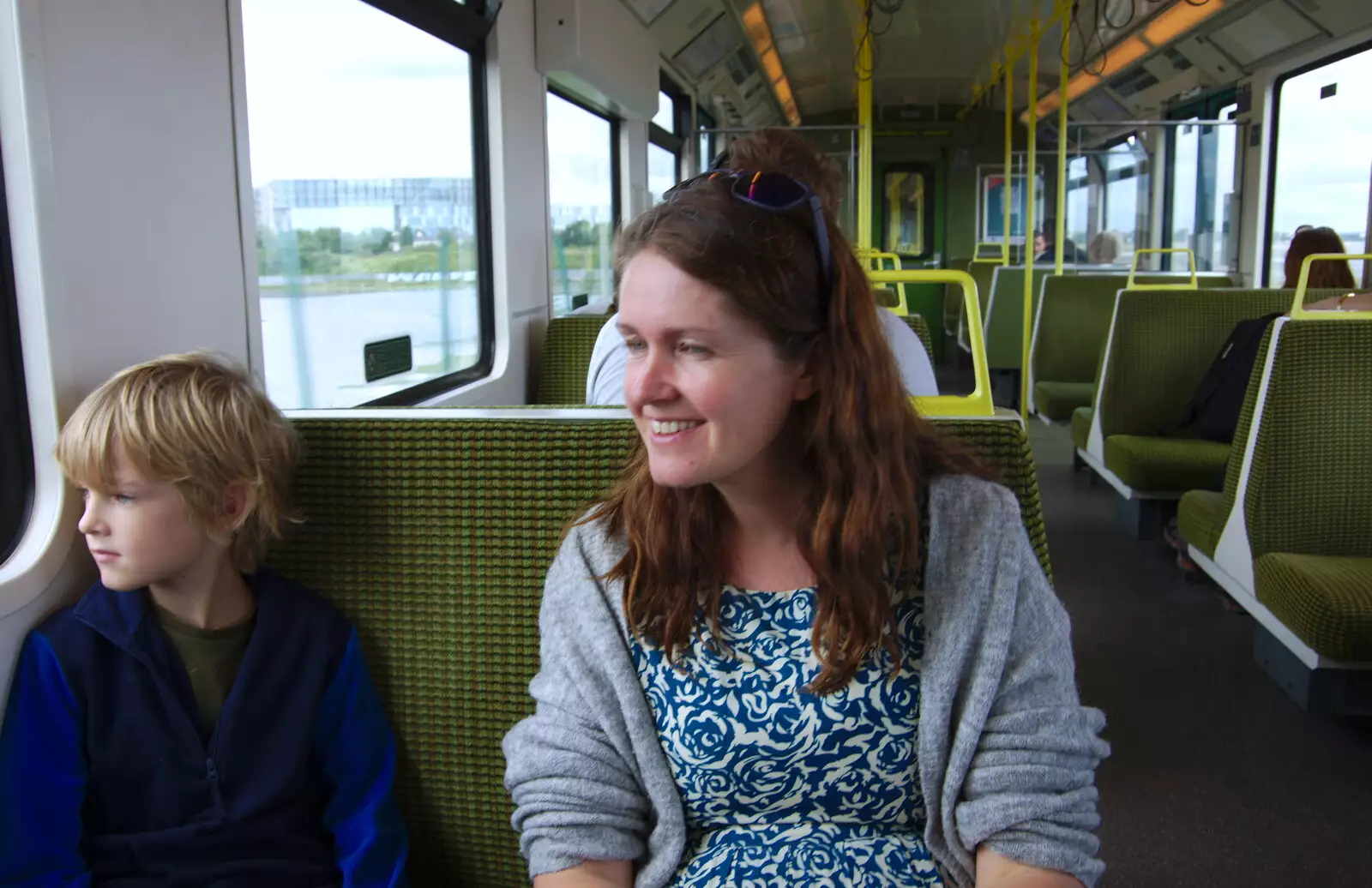 Harry and Isobel on the train, from Busking in Temple Bar, Dublin, Ireland - 12th August 2019