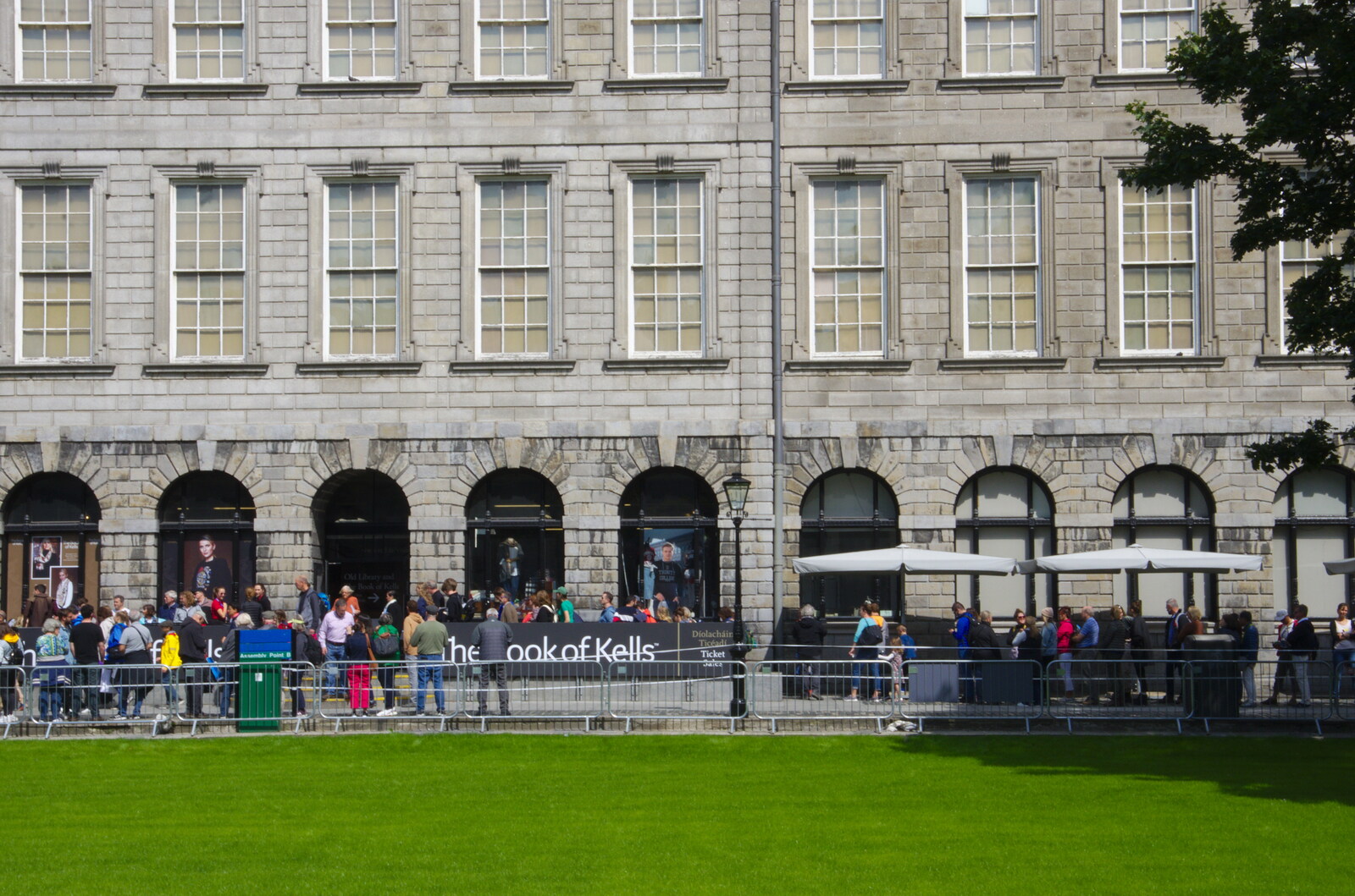 Part of the queue for the Book of Kells from Busking in Temple Bar, Dublin, Ireland - 12th August 2019