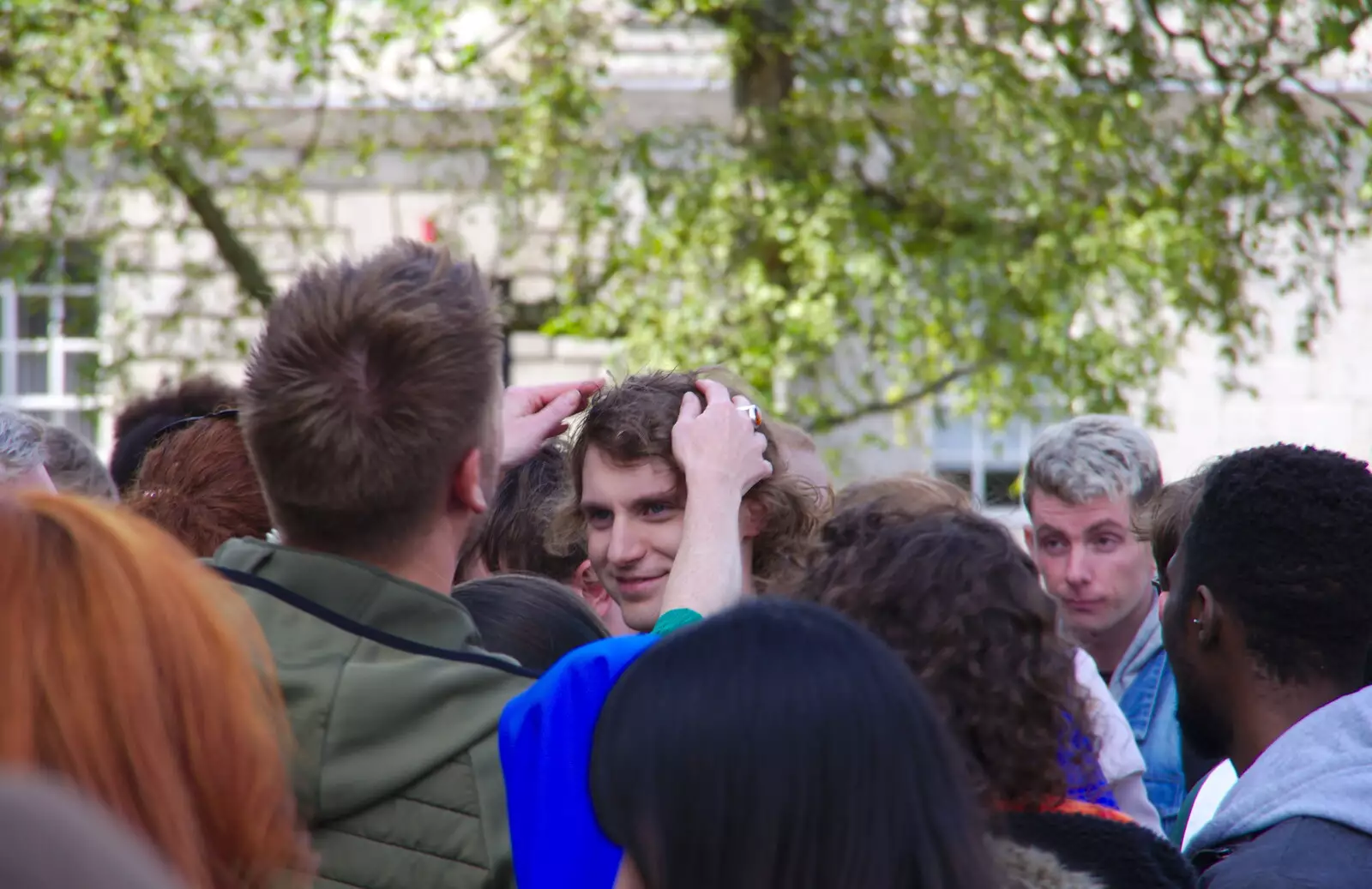 The actor gets his hair ruffled so it's just right, from Busking in Temple Bar, Dublin, Ireland - 12th August 2019