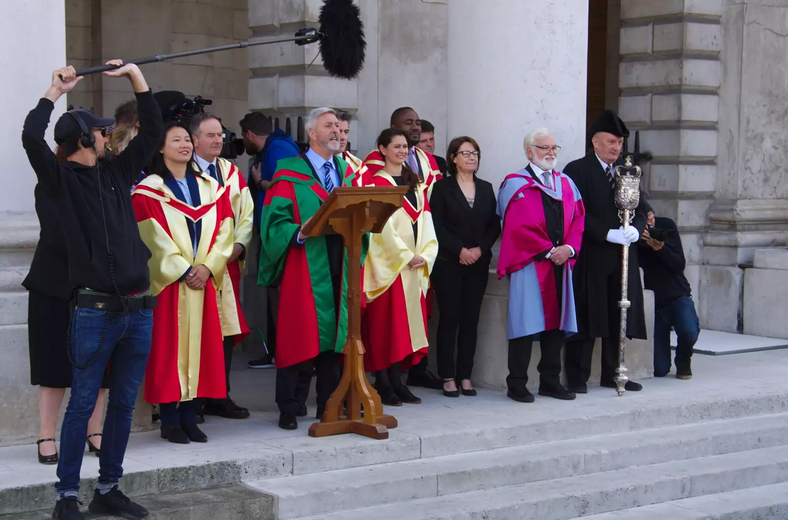 The fake university proctor does a speech, from Busking in Temple Bar, Dublin, Ireland - 12th August 2019