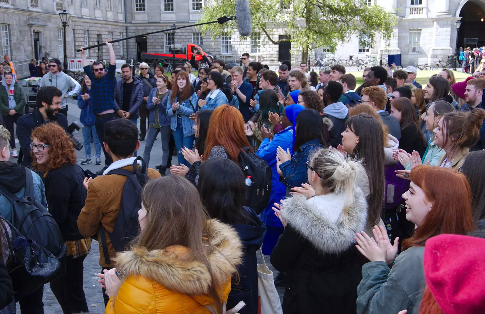 A big crowd scene is filmed, from Busking in Temple Bar, Dublin, Ireland - 12th August 2019