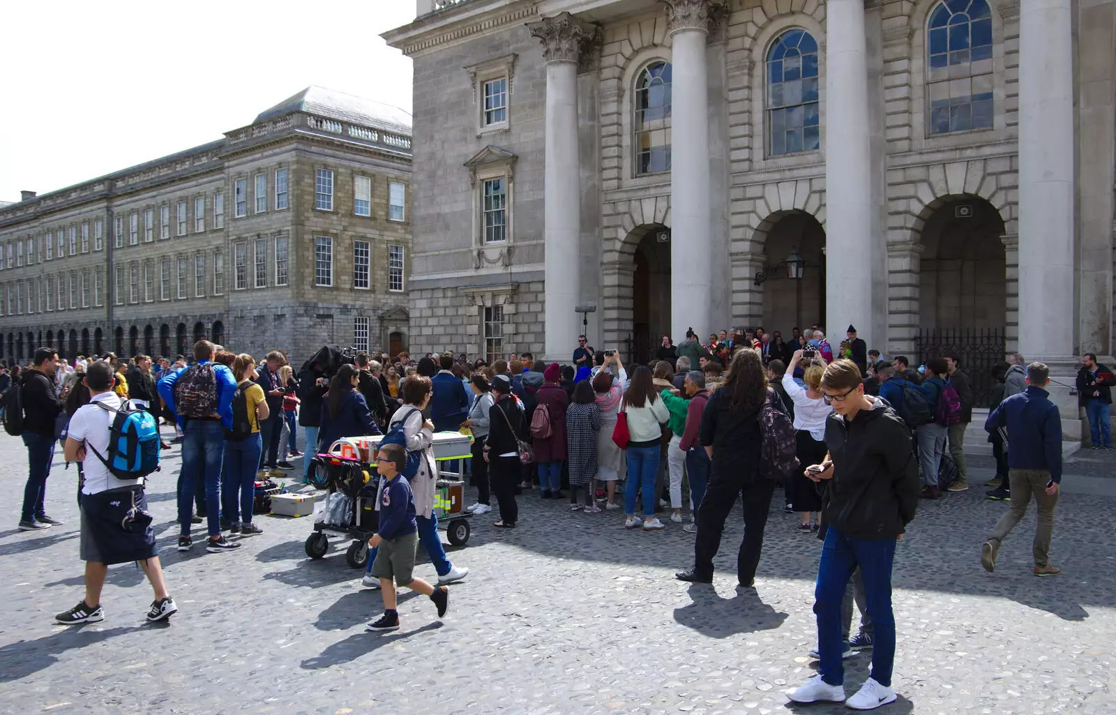 The filming scene breaks up, from Busking in Temple Bar, Dublin, Ireland - 12th August 2019