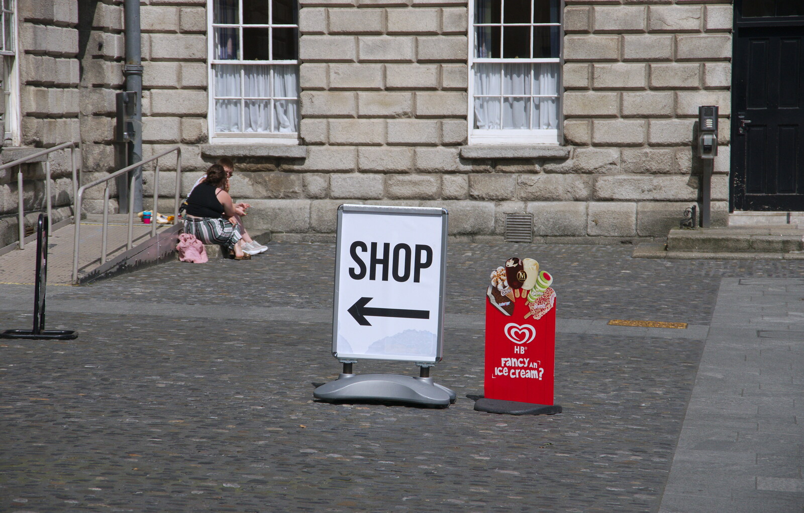 An ever-so-inviting sign for a, er, shop from Busking in Temple Bar, Dublin, Ireland - 12th August 2019