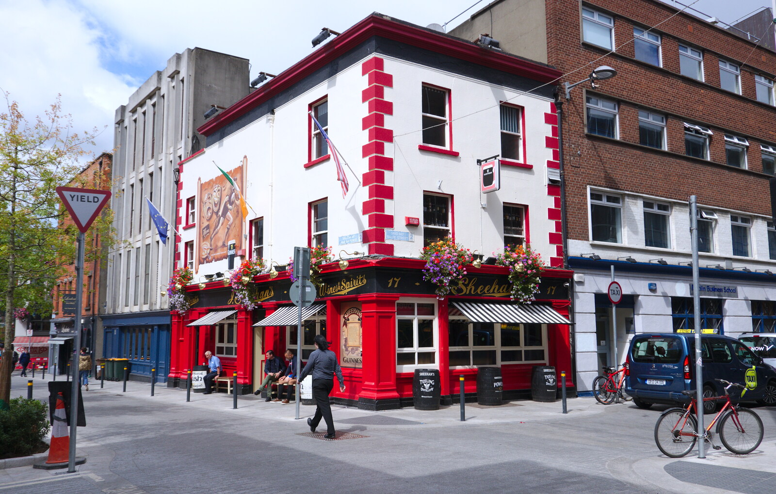 Brightly-coloured bar from Busking in Temple Bar, Dublin, Ireland - 12th August 2019